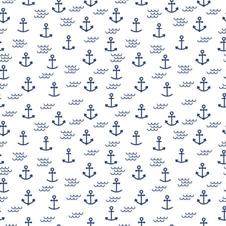 Summer seamless pattern with anchors. Cute ocean background. Perfect for wrapping paper, textile and...