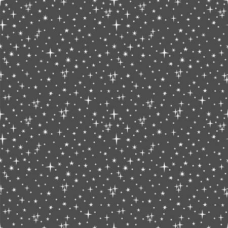 Cute seamless pattern with stars. Hand drawn space background. Night sky. Vector illustrationのイラスト素材