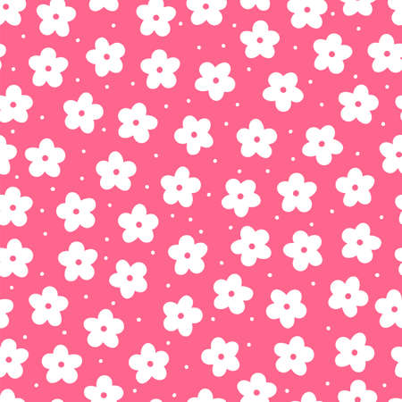 Cute floral seamless pattern. Hand drawn flowers. Trendy garden print texture for fabric, textile, wrapping paper, cloth. Vector illustrationのイラスト素材