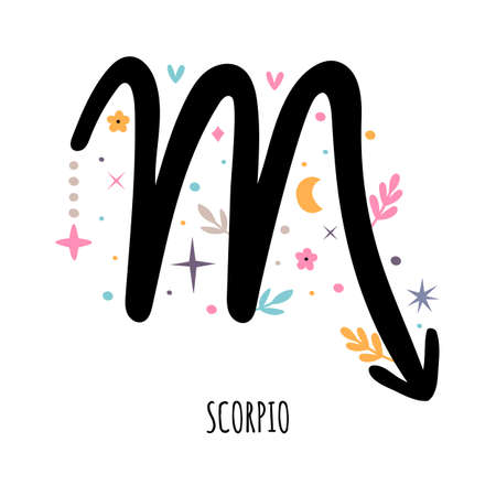 Scorpio. Zodiac sign. Astrological horoscope signs on white background. Stylized symbol. Vector illustrationのイラスト素材