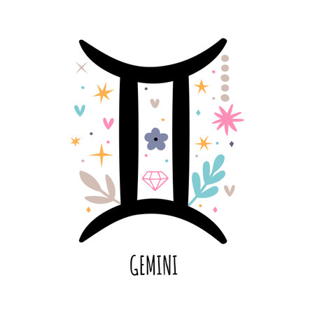Gemini. Zodiac sign. Astrological horoscope signs on white background. Stylized symbol. Vector illustrationのイラスト素材
