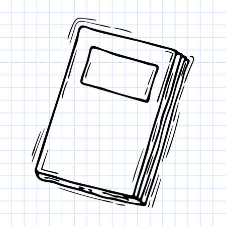 Hand drawn magazine, book or notebook. outline icon. sketch style. Checkered background. vector illustrationのイラスト素材