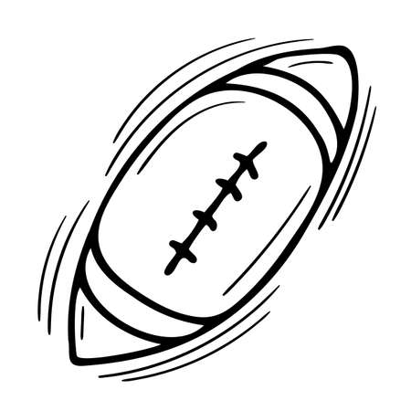 Hand drawn american football ball icon isolated on white background. vector illustrationのイラスト素材