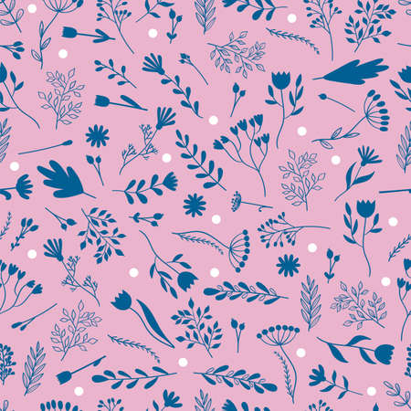 Seamless pattern with hand drawn flowers. floral background. Trendy texture for wrapping, fabric, textile, wallpaper. vector illustrationのイラスト素材