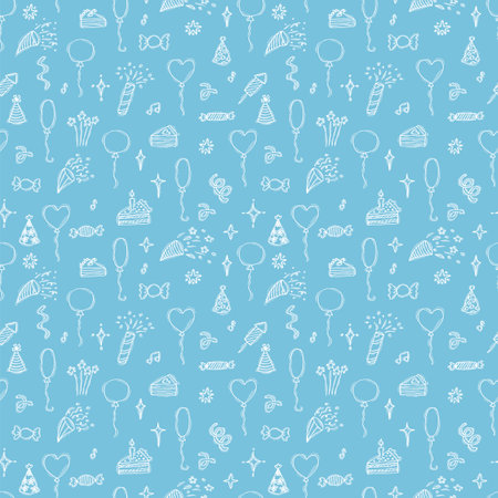 Birthday seamless pattern. hand drawn party theme. Cute doodle background. happy birthday. vector illustrationのイラスト素材