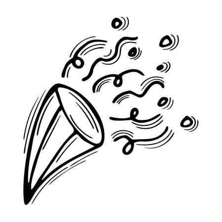 hand drawn fireworks. Celebration concept. Doodle petard, firecracker, sparkler. vector illustrationのイラスト素材