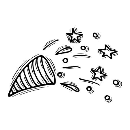 Hand drawn petard. Doodle sparkler, firework, firecracker. Celebration concept. vector illustrationのイラスト素材