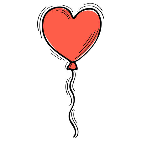 Hand drawn heart balloon. Birthday, party surprise, Valentine, wedding. sketch style. vector illustrationのイラスト素材