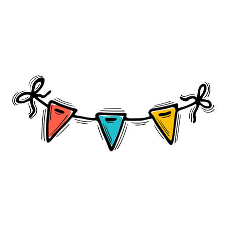 Hand drawn festive garland. Wedding, Christmas, anniversary, birthday, party. Sketch, doodle. vector illustrationのイラスト素材