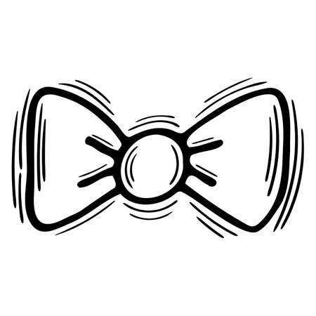 Hand drawn ribbon or bow on white background. decorative element. Doodle. vector illustrationのイラスト素材