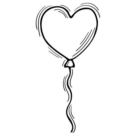 hand drawn balloon. Birthday, party surprise, Valentine, wedding. sketch style. vector illustrationのイラスト素材