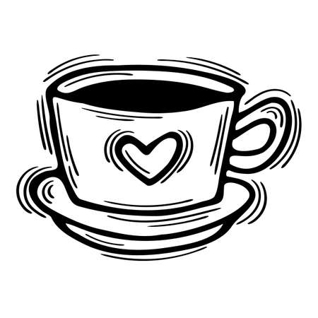 Doodle cup. Coffee, tea theme. hot drinks. Outline hand drawn design. vector illustrationのイラスト素材