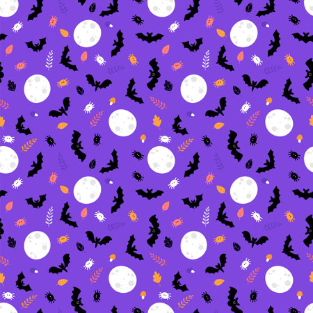 Halloween seamless pattern. Cartoon childish style. Vector illustrationのイラスト素材