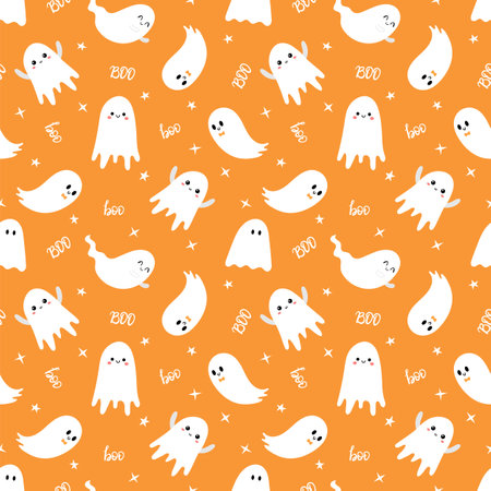 Halloween seamless pattern. Cartoon childish style. Vector illustrationのイラスト素材