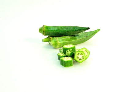 The okra is a biennial plant The trunk and branches are green. But sometimes dotted with purple...