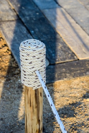 The rope was tied to a pole on beauty.の写真素材