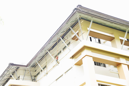 Painters were refurbished building to building looking new.