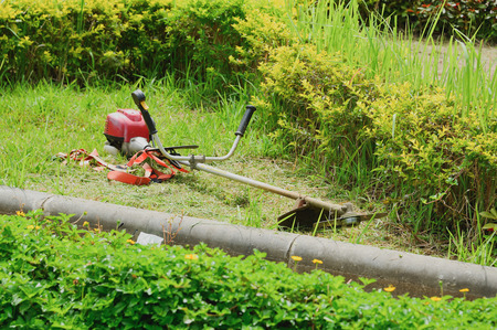 Mower shoulder suitable for a wide area.の写真素材