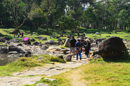 Tourists to the hot spring Chae Son (Waterfall Chae Son province), some brought Editing the boil. Some passed on December 12, 2016.のeditorial素材