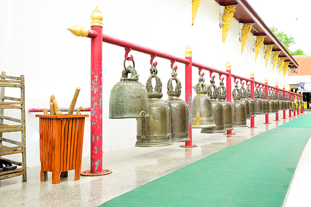 The bells were made of brass by means of casting.の写真素材