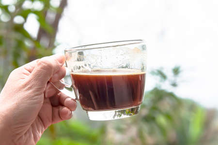 The brewed coffee is now on hand, ready to drink anytime.