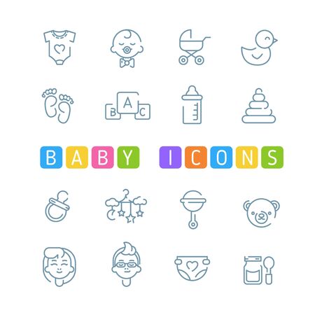 Baby outline iconsのイラスト素材