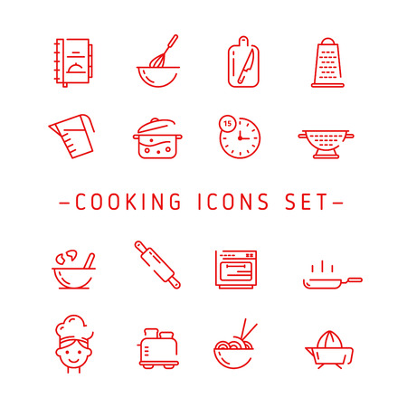 Cooking Icons. Outline Vector Cooking Icon. Cooking Icons Setのイラスト素材