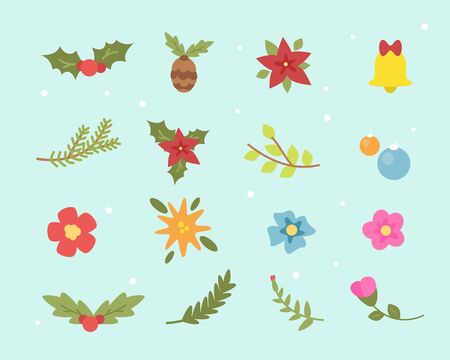 Winter flowers setのイラスト素材