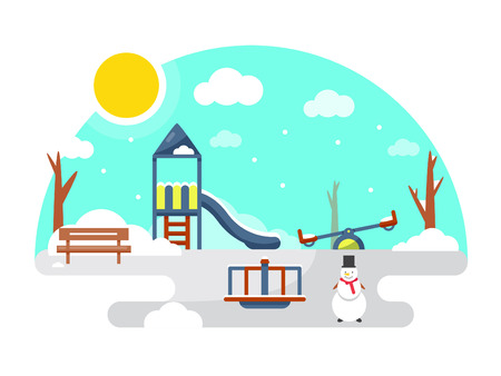 Kids playground winterのイラスト素材