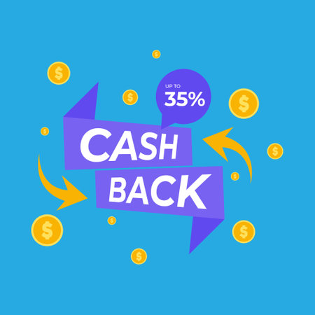 Money back and refund icon concept. Discount and pile of coins, online payments on blue background.のイラスト素材