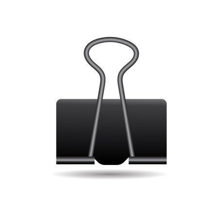 binder clip on a sheet of paper vector design. Clerical pincers in the backgroundのイラスト素材