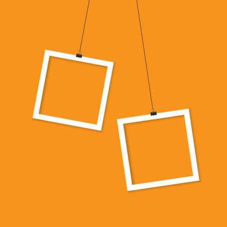 Realistic photo frame mockup. Isolated frame card vintage photography on alpha background. Empty retro image.のイラスト素材