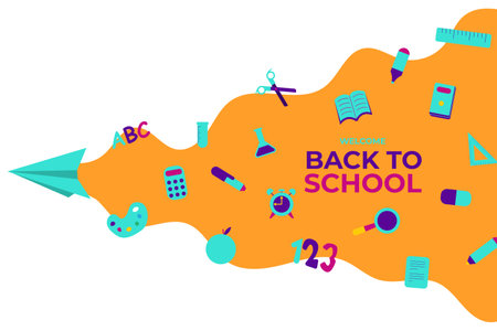 back to school, vector illustration with text and saleのイラスト素材