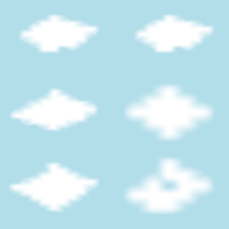 Set of Realistic isolated white cloud on the blue background.のイラスト素材