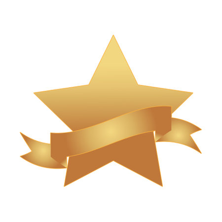 golden star award with ribbon. Medal award, and winning elements.のイラスト素材