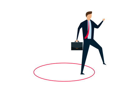 Step out of comfort zone,  brave businessman step out of comfort circle for new successのイラスト素材