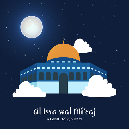 Al-Isra wal Mi'raj The night journey Prophet Muhammad. Al quds and Meccaのイラスト素材