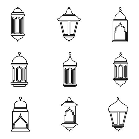 Arabic traditional Ramadan Kareem eastern lanterns garland.のイラスト素材
