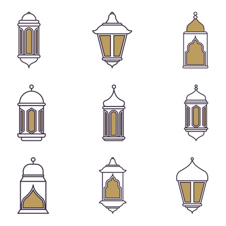 Arabic traditional Ramadan Kareem eastern lanterns garland.のイラスト素材