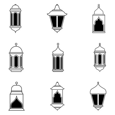 Arabic traditional Ramadan Kareem eastern lanterns garland.のイラスト素材