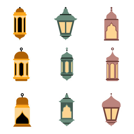 Arabic traditional Ramadan Kareem eastern lanterns garland.のイラスト素材