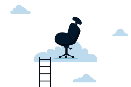Ladder of success concept, cloud management office chair with ladder for talent and employees to climb.のイラスト素材