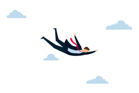 Taking risks and daring to achieve the goal concept, the ambitious and fearless businessman skydived with the motivation of success.のイラスト素材