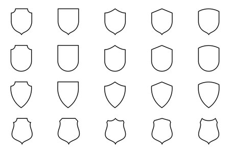 Set of Outline Security Shields. Secure and Protection illustration for your web site design, game, logo, app, and UI.のイラスト素材