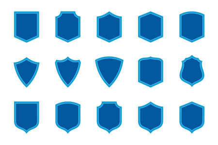 Set of Blue Flat Security Shields. Secure and Protection illustration for your web site design, game, logo, app, and UI.のイラスト素材