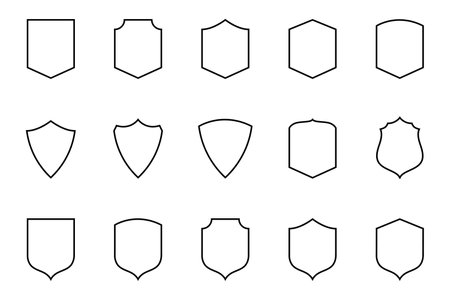 Set of Outline Security Shields. Secure and Protection illustration for your web site design, game, logo, app, and UI.のイラスト素材