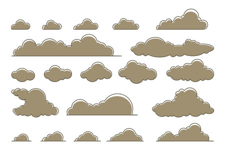 Vector Collection of Flat Clouds of Different Shapes and Sizes. Cloud symbol for design, website, logo, app, UIのイラスト素材