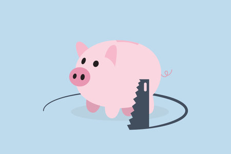 Financial mistake, wealthy pink piggy bank is sawed under the floor to steal money.のイラスト素材