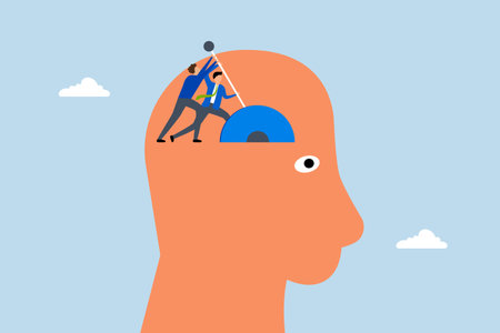 Change mindset, Individuals assist in changing functions of human brain.のイラスト素材