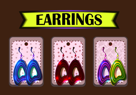 Raster copy of vector version. set of colorful fantasy cartoon earrings; bijou elements for design. Vector set of colorful fantasy cartoon earrings; bijou elements for design. Vector set of colorful fantasy cartoon earrings icons; bijou elements for design.の写真素材